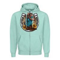 Seafoam western horseshoe boots hat rope sunflower Zipper Hoodie - AdoDesignShop
