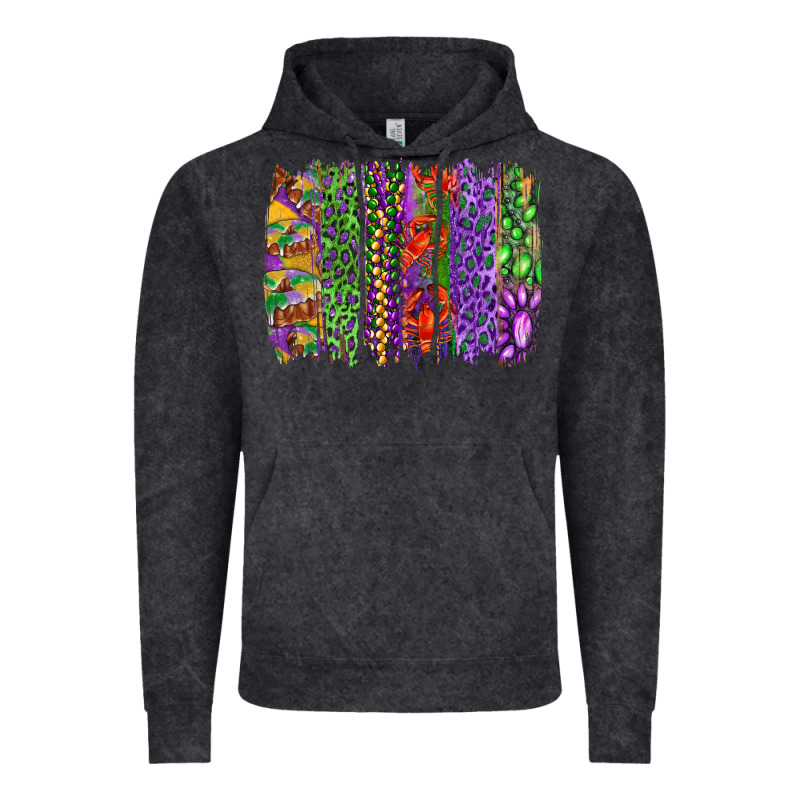 Mardi Gras Brush Strokes King Cake And Craw Fish Vintage Hoodie by RanaPortraitStore | Teevron
