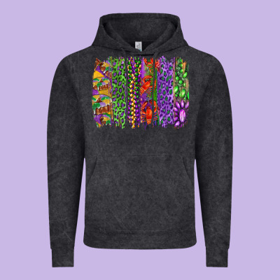 Mardi Gras Brush Strokes King Cake And Craw Fish Vintage Hoodie Designed By Ranaportraitstore