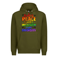 Army Green inspirational words in rainbow colors Premium Hoodie - LillyAllenDesigns