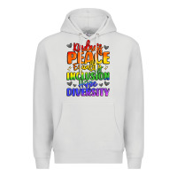 Dove Grey inspirational words in rainbow colors Premium Hoodie - LillyAllenDesigns