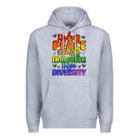 Heather Grey inspirational words in rainbow colors Premium Hoodie - LillyAllenDesigns