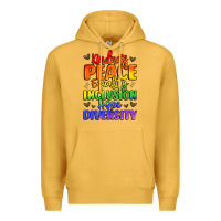 Mustard inspirational words in rainbow colors Premium Hoodie - LillyAllenDesigns