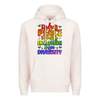 Pale Pink inspirational words in rainbow colors Premium Hoodie - LillyAllenDesigns