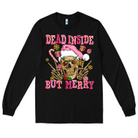 Black dead inside but merry  pink christmas skeleton Long Sleeve Tee - AdoDesignShop