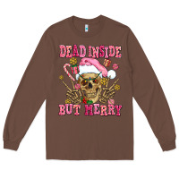 Chestnut dead inside but merry  pink christmas skeleton Long Sleeve Tee - AdoDesignShop