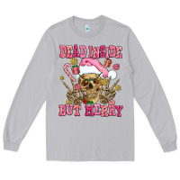 Moon Dust dead inside but merry  pink christmas skeleton Long Sleeve Tee - AdoDesignShop