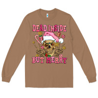 Toasted Coconut dead inside but merry  pink christmas skeleton Long Sleeve Tee - AdoDesignShop