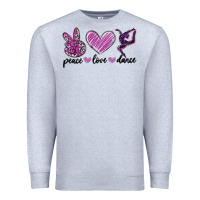 Heather Grey peace love dance Premium Sweatshirt - MaliasSmallBusiness