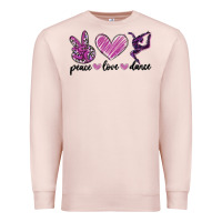 Pale Pink peace love dance Premium Sweatshirt - MaliasSmallBusiness