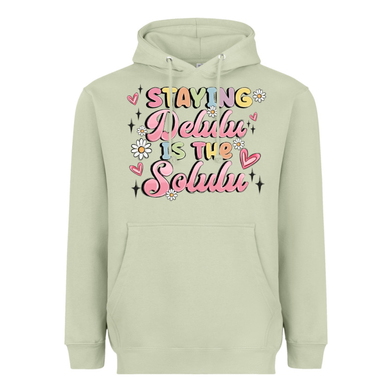 Staying Delulu Is The Solulu Heavyweight Hoodie by MaliasSmallBusiness | Teevron