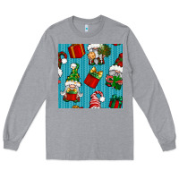 Heather Grey christmas gnomes and gift box seamless pattern Long Sleeve Tee - BundleAndBundleShop