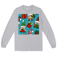 Moon Dust christmas gnomes and gift box seamless pattern Long Sleeve Tee - BundleAndBundleShop