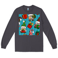 Smoke christmas gnomes and gift box seamless pattern Long Sleeve Tee - BundleAndBundleShop