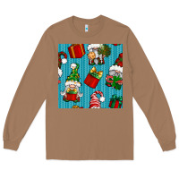 Toasted Coconut christmas gnomes and gift box seamless pattern Long Sleeve Tee - BundleAndBundleShop