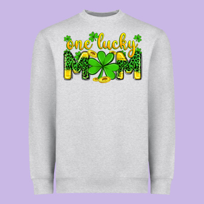 One Lucky Mom Heavyweight Sweatshirt Designed By Zillion Design Studio