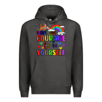 Charcoal Heather courage to be yourself rainbow message Premium Hoodie - LillyAllenDesigns
