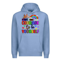 Colony Blue courage to be yourself rainbow message Premium Hoodie - LillyAllenDesigns