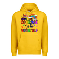 Lemon courage to be yourself rainbow message Premium Hoodie - LillyAllenDesigns