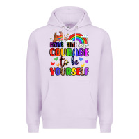 Lilac courage to be yourself rainbow message Premium Hoodie - LillyAllenDesigns