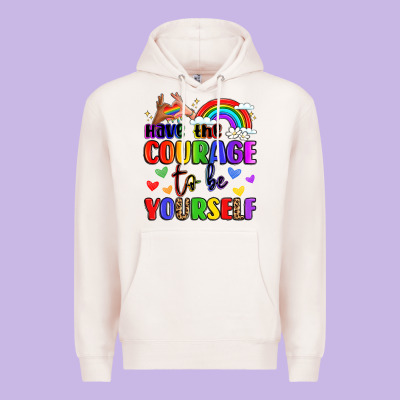 Courage To Be Yourself Rainbow Message Premium Hoodie Designed By Lillyallendesigns