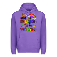 Purple courage to be yourself rainbow message Premium Hoodie - LillyAllenDesigns