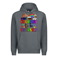 Rock courage to be yourself rainbow message Premium Hoodie - LillyAllenDesigns