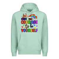 Seafoam courage to be yourself rainbow message Premium Hoodie - LillyAllenDesigns