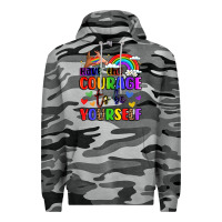 Slate Camo courage to be yourself rainbow message Premium Hoodie - LillyAllenDesigns