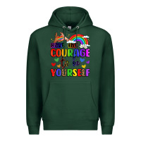 Sports Green courage to be yourself rainbow message Premium Hoodie - LillyAllenDesigns