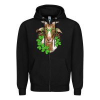 Black st patricks goat with glasses Zipper Hoodie - Artiststas