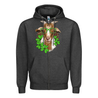 Charcoal Heather st patricks goat with glasses Zipper Hoodie - Artiststas