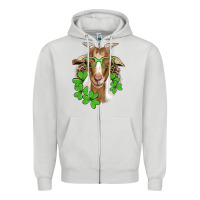 Dove Grey st patricks goat with glasses Zipper Hoodie - Artiststas