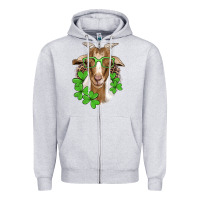 Heather Grey st patricks goat with glasses Zipper Hoodie - Artiststas