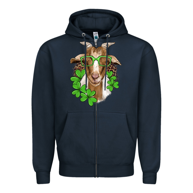 St Patricks Goat With Glasses Zipper Hoodie by Artiststas | Teevron