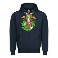 Navy st patricks goat with glasses Zipper Hoodie - Artiststas