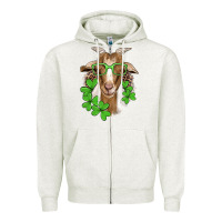 Oatmeal Heather st patricks goat with glasses Zipper Hoodie - Artiststas