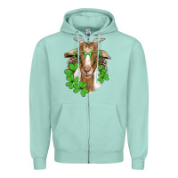 Seafoam st patricks goat with glasses Zipper Hoodie - Artiststas
