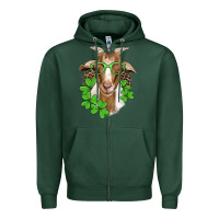 Sports Green st patricks goat with glasses Zipper Hoodie - Artiststas