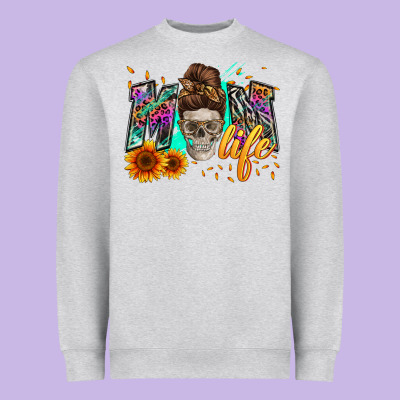 Mom Life With Skull Heavyweight Sweatshirt Designed By Zillion Design Studio