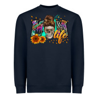 Navy mom life with skull Heavyweight Sweatshirt - Zillion Design Studio