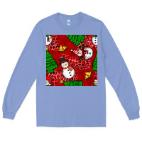Colony Blue christmas snowman and trees seamless pattern Long Sleeve Tee - BundleAndBundleShop