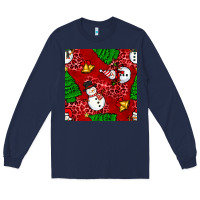 Navy christmas snowman and trees seamless pattern Long Sleeve Tee - BundleAndBundleShop