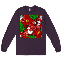 Plum christmas snowman and trees seamless pattern Long Sleeve Tee - BundleAndBundleShop