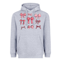 Heather Grey pink ribbons Heavyweight Hoodie - MaliasSmallBusiness