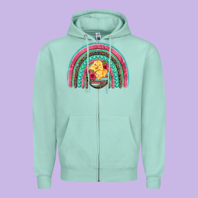 Hatched Egg Easter Chicks Rainbow Zipper Hoodie Designed By Artiststas