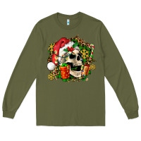 Army Green christmas skull and gift Long Sleeve Tee - AdoDesignShop