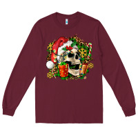 Burgundy christmas skull and gift Long Sleeve Tee - AdoDesignShop