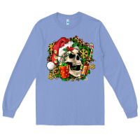 Colony Blue christmas skull and gift Long Sleeve Tee - AdoDesignShop