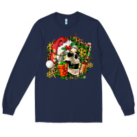 Navy christmas skull and gift Long Sleeve Tee - AdoDesignShop